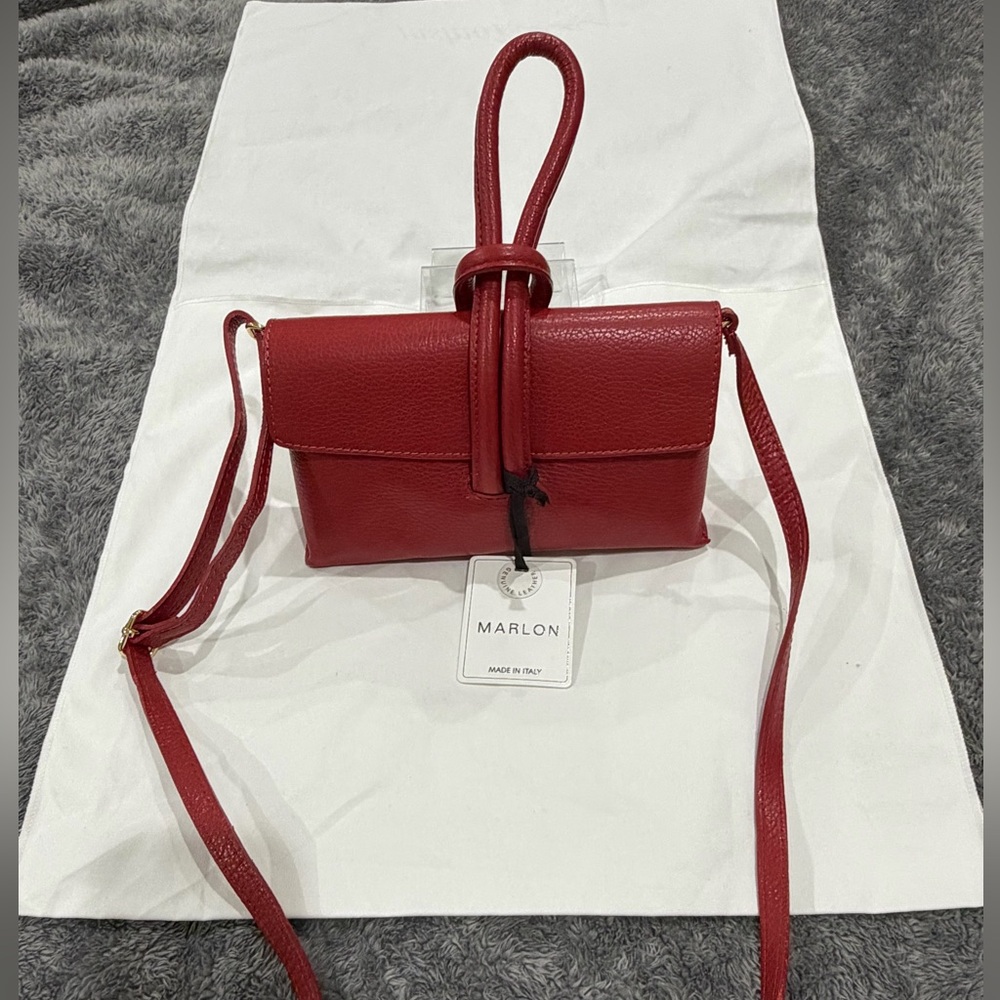 Marlon Firenze Red Leather Crossbody Bag - Picture 2 of 14